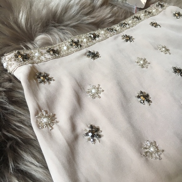 Beaded Mini Skirt - Taupe - Picture 2 of 5